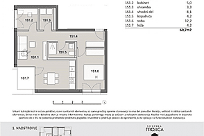 Продажа, квартира, 2,5-комнатная: ПИВКА, 60,7 м2