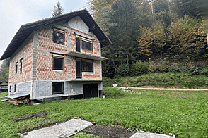 Заложенный дом, разделённый на две квартиры.