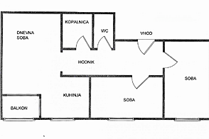 Квартира с тремя комнатами в центре города