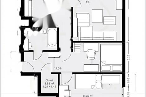 Квартира с двумя комнатами в Присойе: 2