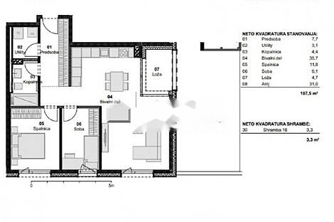 Квартира с тремя комнатами в Шмарье: 3