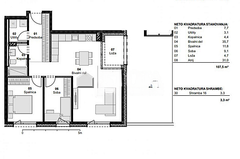 Квартира с тремя комнатами в Шмарье: 2