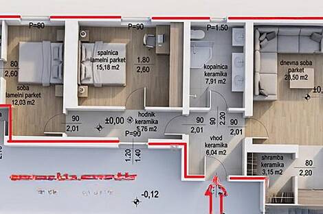 Квартира Бонини с тремя комнатами: 29